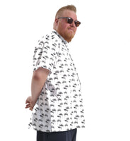 Mens Big Size Hawaiian Shirt Small Palms White - Brooklyn Direct UK