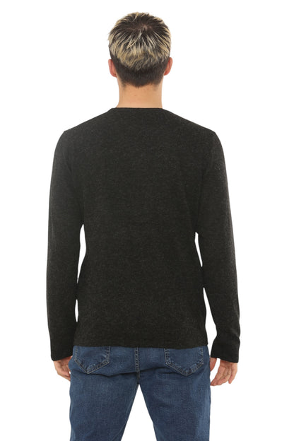 Mens Lightweight Round Neck Jumper Classic Fit - Black - Brooklyndirect