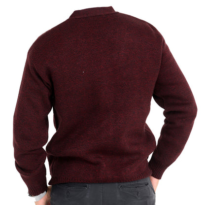 Mens Classic Style Button And ZIP Up Cardigans In Burgundy - Brooklyn Direct UK