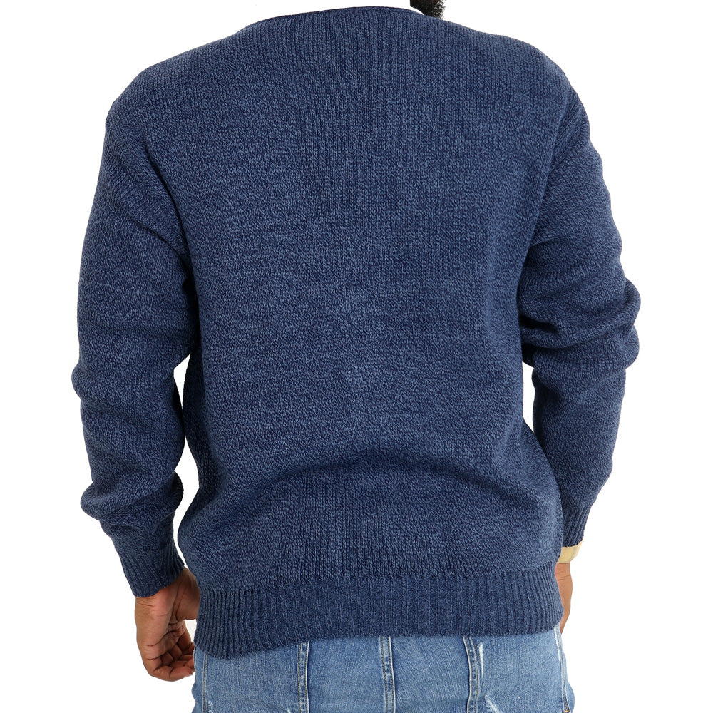 Mens Classic Style Button And ZIP Up Cardigans In Navy Blue - Brooklyn Direct UK