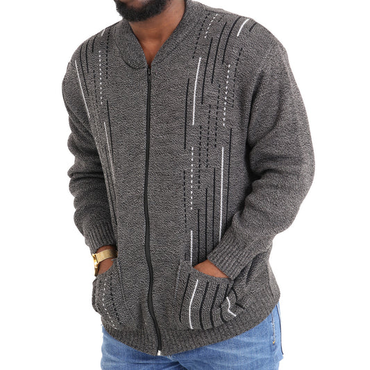 Mens Classic Style Button And ZIP Up Cardigans In Charcoal - Brooklyn Direct UK