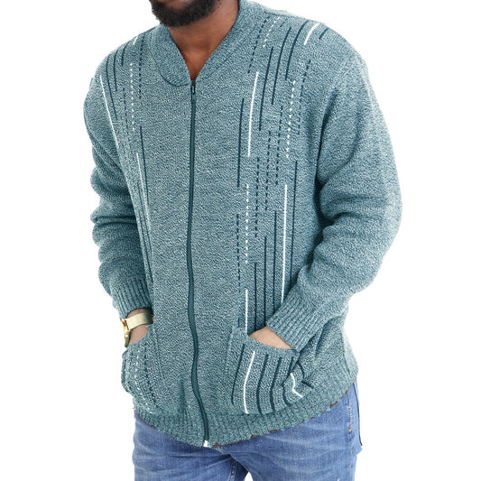Mens Classic Style Button And ZIP Up Cardigans In Denim Blue - Brooklyn Direct UK