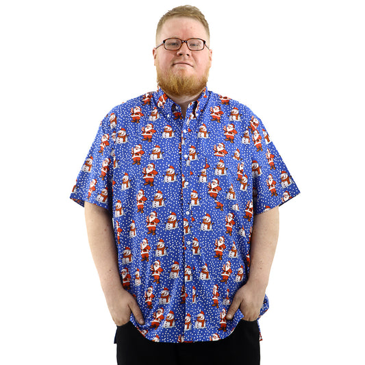 Big Size Christmas Shirt - Thumbs Up Santa Blue - Brooklyndirect