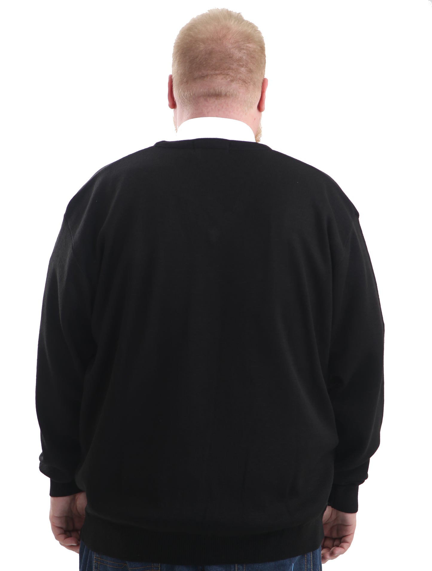 Mens Big Size V-Neck Jumper In Black - Brooklyn Direct UK