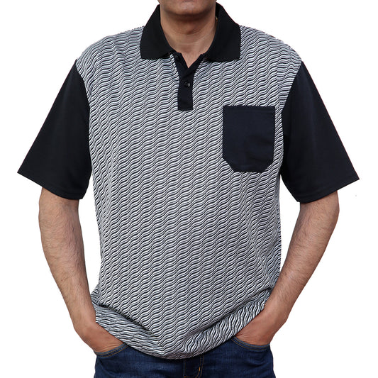 Pattern Polo Shirt With Pocket - Wave